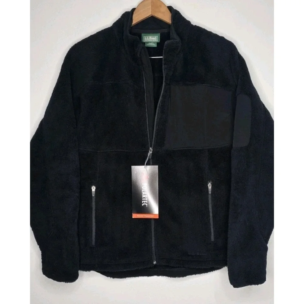 New Vintage Lands End Jacket Men S Polartec Fleece Full Zip Black Outdoor‎ Camp